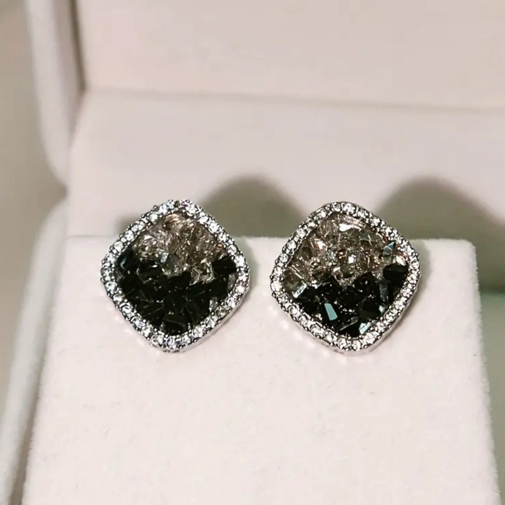 Zircon Geometric Druzy Earrings